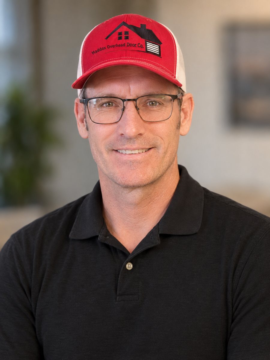 Nicholas Andrea, owner of Maddox Overhead Door Co., wearing a company cap